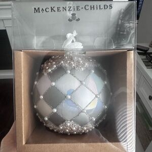 MacKenzie-Childs Silver Quilted Pearl Holiday Ornament